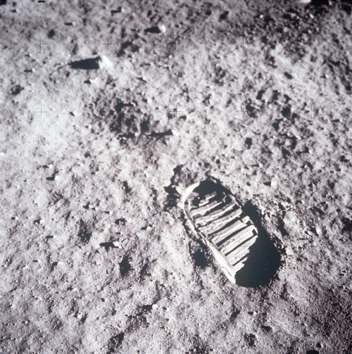 During his brief time on the surface, Buzz Aldrin photographed his own bootprint for posterity. Photo Credit: NASA