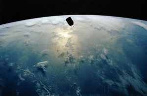 Intelsat 603 floats in space during rendezvous activities with Endeavour. Photo Credit: NASA
