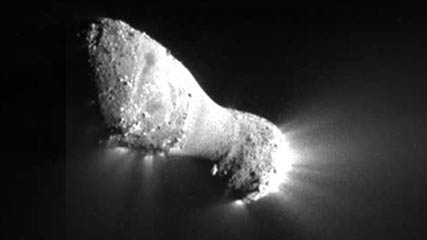 Photo of comet Hartley 2, one of the comets that the Deep Impact spacecraft has investigated. Photo Credit: NASA / JPL
