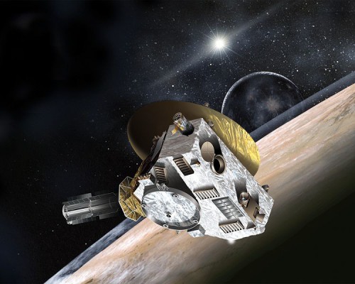 In this image NASA's New Horizons spacecraft is conducting its flyby of the Pluto system. Image Credit: NASA