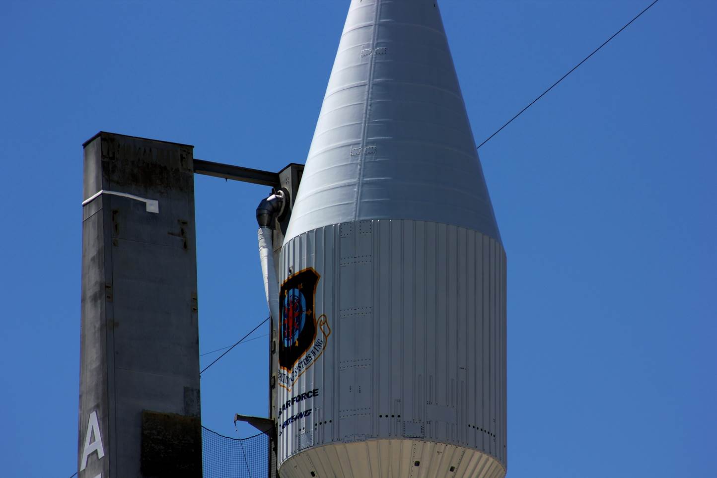 AmericaSpace photo of Atlas V rocket fairing with the GPS IIF4 Cape Canaveral Air Force Station