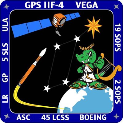 Since the mascot for the U.S. Air Force's 45th Launch Support Squadron is a 'gator, it made perfect sense for the squadron to design a GPS IIF-4 mission patch with him in pride of place. The mission itself is known as 