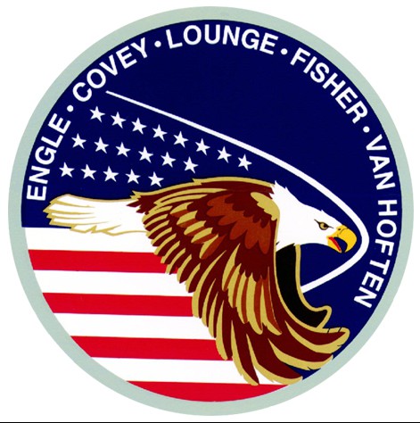 The official crew patch for the astronauts of Mission 51I: Commander Joe Engle, Pilot Dick Covey, and Mission Specialists Mike Lounge, James 