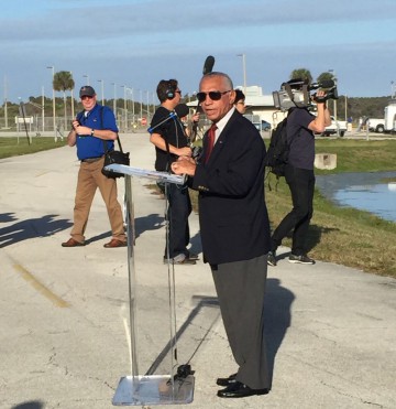 Shuttle astronaut and NASA administrator Charlie Bolden speaks during a press event held on the morning of Wednesday, Dec. 3. Photo Credit: Emily Carney