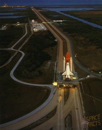 Affixed to her External Tank (ET) and twin Solid Rocket Boosters (SRBs), Challenger rolls to Pad 39A for final preparations for Mission 51E. Photo Credit: NASA, via Joachim Becker/SpaceFacts.de
