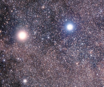 Alpha Centauri A and Alpha Centauri B as seen by the Hubble Space Telescope (wide-field view). Photo Credit: STSCI/NASA