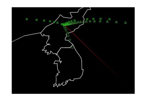 Simulated SBIRS console image of North Korean missile launch. Image Credit: USAF / Northrop Grumman / Aviation Week