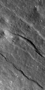 This shows the largest of the newly detected graben found in highlands of the lunar farside. The broadest graben is about 500 meters (1,640 feet) wide and topography derived from Lunar Reconnaissance Orbiter Camera (LROC) Narrow Angle Camera (NAC) stereo images indicates they are almost 20 meters (almost 66 feet) deep. Photo Credit: NASA/Goddard/Arizona State University/Smithsonian Institution)