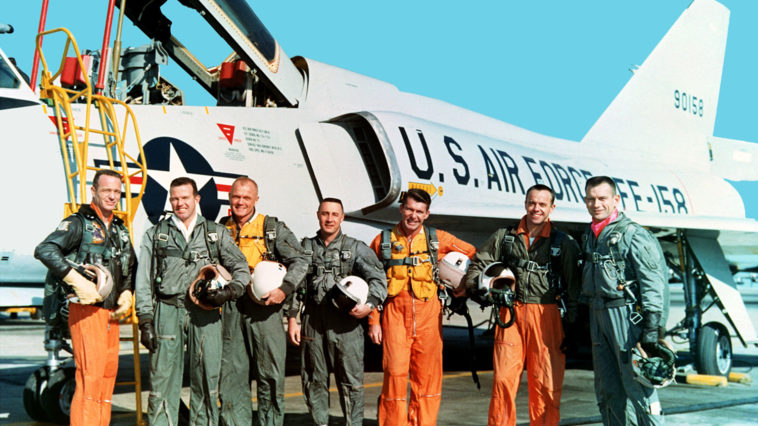 Mercury astronauts John Glenn (3rd from left) and Scott Carpenter (far left) will headline NASA's “Celebrating 50 Years of Americans in Orbit" event at Kennedy Space Center Visitor Complex February 18. Photo Credit: NASA