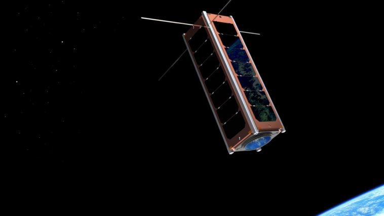 Artist concept of a CubeSat in space. CubeSats are tiny, fully-functional satellites. Image credit: Clyde Space