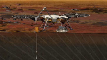 Artist rendition of the proposed InSight (Interior exploration using Seismic Investigations, Geodesy and Heat Transport) Lander. Image Credit: JPL / NASA