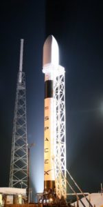 SpaceX’s Falcon 9 rocket stands at the company’s launch site in Cape Canaveral Florida. Commercial launches represent over 60 percent of SpaceX’s upcoming missions. Photo Credit: SpaceX