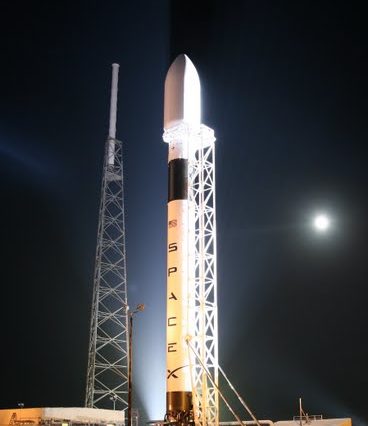 SpaceX’s Falcon 9 rocket stands at the company’s launch site in Cape Canaveral Florida. Commercial launches represent over 60 percent of SpaceX’s upcoming missions. Photo Credit: SpaceX