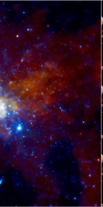 The image on the left contains nearly a million seconds of Chandra's observing of the region around the black hole. The artist illustrations to the right depict an asteroid venturing to close to a black hole, being torn apart by the tidal forces within a 100 million mile distance, and finally being vaporized by friction - creating a flare. Image Credit: X-ray: NASA/CXC/MIT/F. Baganoff et al.; Illustrations: NASA/CXC/M.Weiss