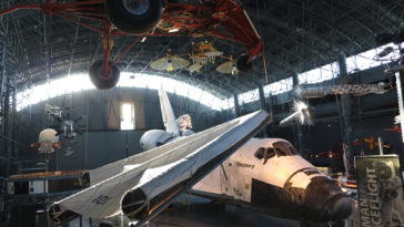 Space shuttle Discovery on permanent public display as the centerpiece of the national collection at the Smithsonian National Air and Space Museum, Steven F. Udvar-Hazy Center. Photo Credit: Mark Usciak
