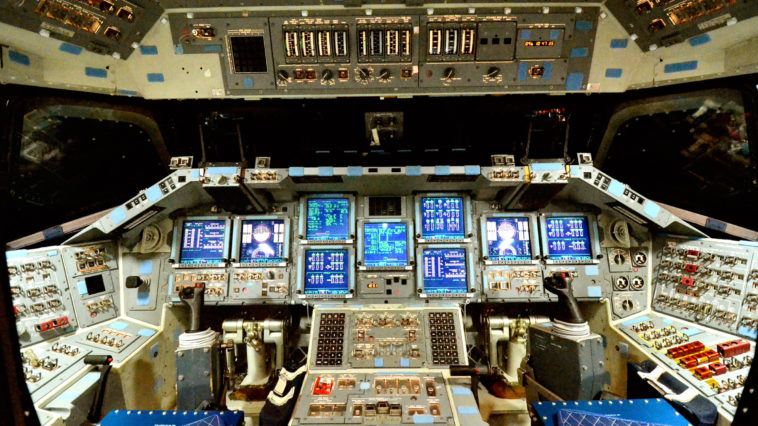 Endeavour's flight deck, powered up as it would look to astronauts on their missions. Photo Credit: Julian Leek / Blue Sawtooth