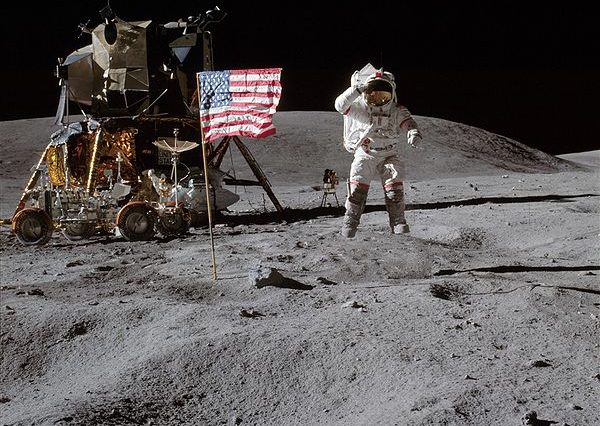 Apollo 16 Commander John Young salutes the American flag on the surface of the moon. Photo Credit: NASA/Charles Duke