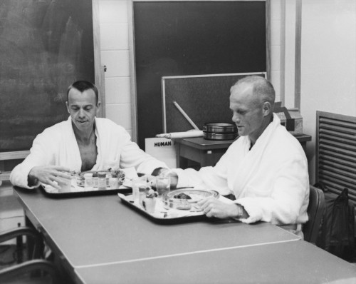 Alan Shepard (left) and John Glenn were assigned as prime and backup pilots for America's first mission into space. Photo Credit: NASA