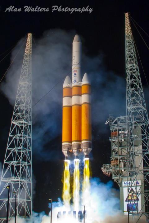 A ULA Delta IV Heavy rocket launching the classified NROL-32 payload in 2010. The Delta-IV Heavy is used to launch some of the most secretive payloads for the U.S. Government. Photo Credit: Alan Walters