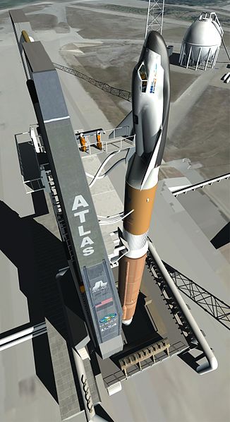 Artist's concept of Dream Chaser atop an Atlas-V rocket.  Image Credit: SNC