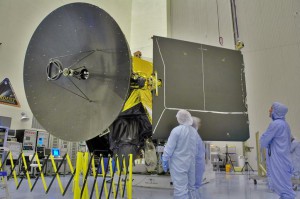 Large Earth relay antenna on the Mars Reconnaissance Orbiter illustrates the amount of data transmission it is capable of achieving. Photo Credit: NASA