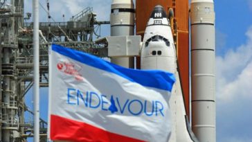 Space Shuttle Endeavour atop launch pad 39A at Kennedy Space Center, 24 hours before her final launch on STS-134. Photo Credit: Mike Killian for ARES Institute and AmericaSpace