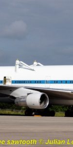 NASA's 747 being prepared for the move into the 'mate de-mate' device. Photo Credit Julian Leek / Blue Sawtooth Studios