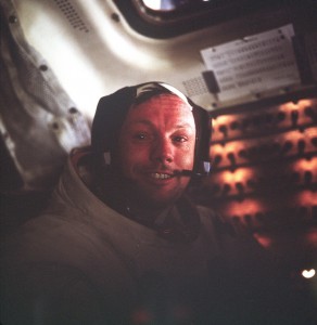 Pictured in the lunar module Eagle, shortly after his historic Moonwalk, Neil Armstrong would gain eternal fame which will endure through the ages. Photo Credit: NASA