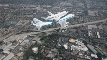 Endeavour over Disneyland last month, moments before landing at LAX. Photo Credit: NASA Dryden / Jim Ross