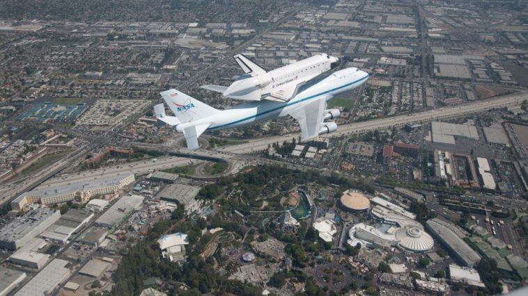 Endeavour over Disneyland last month, moments before landing at LAX. Photo Credit: NASA Dryden / Jim Ross