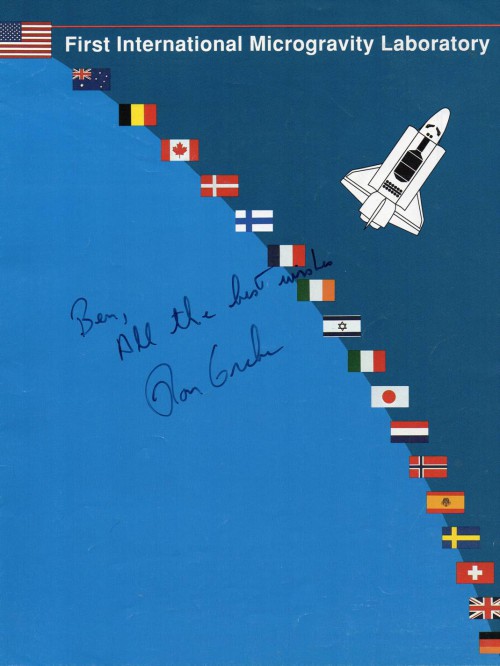 STS-42 mission brochure, signed to this author by Commander Ron Grabe. Image Credit: Ben Evans personal collection 