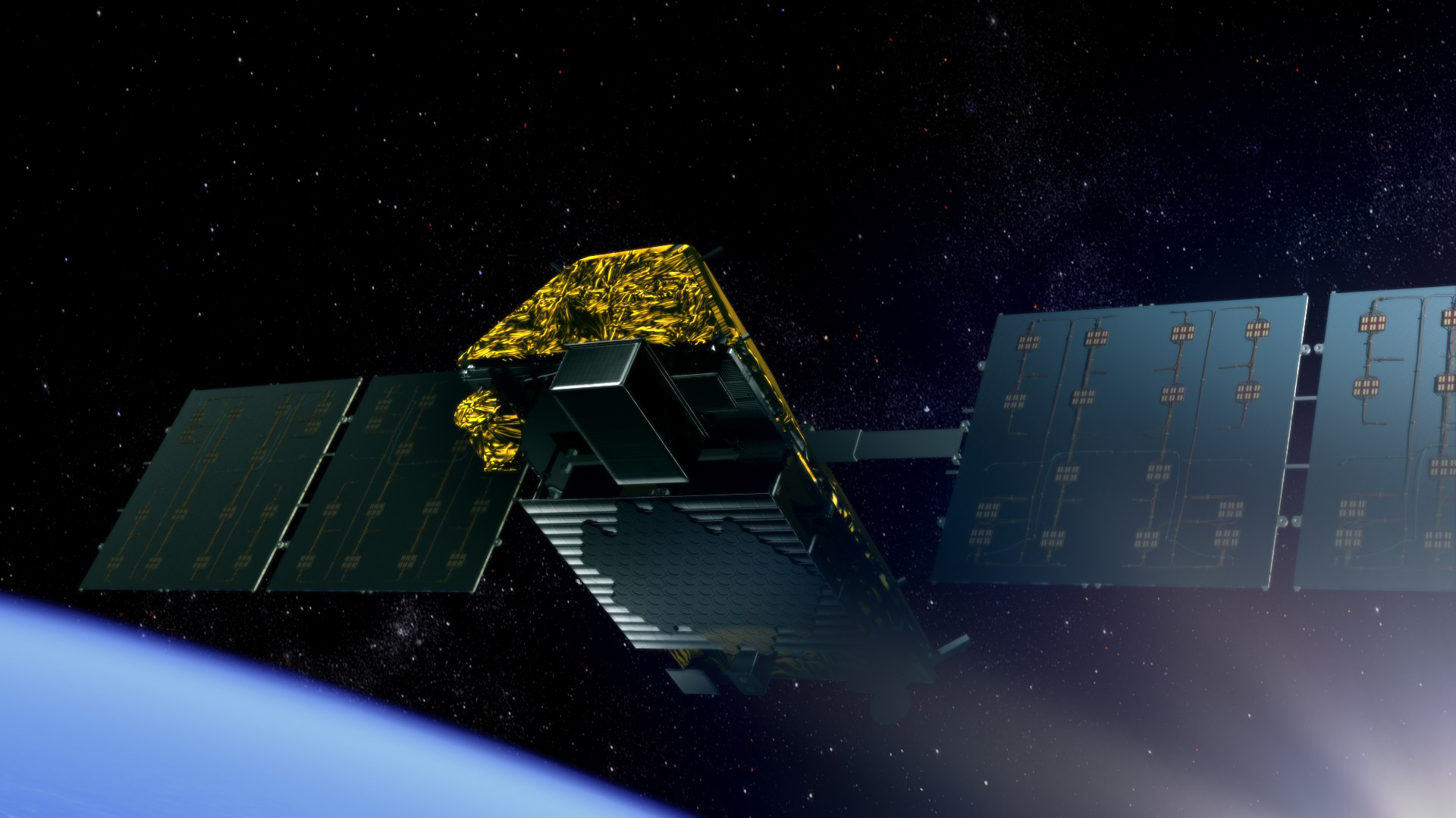 An artist's conception of an Iridium-NEXT satellite like the one DSAC will fly on in 2015