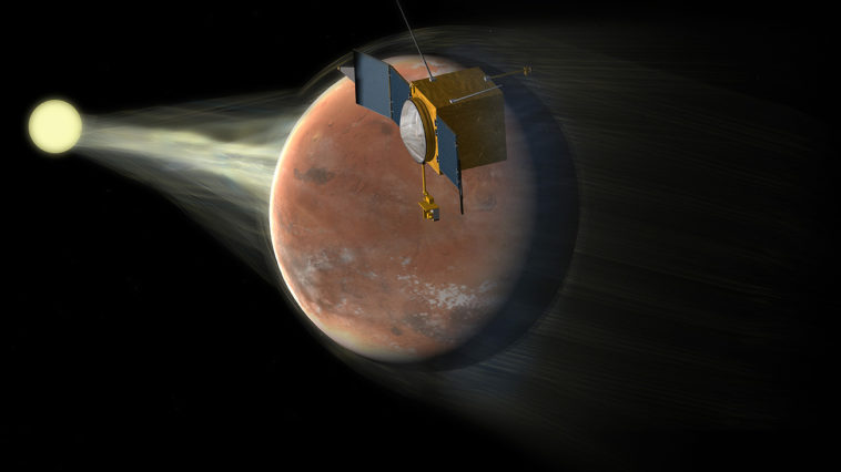The Mars Atmosphere and Volatile EvolutioN (MAVEN) mission is part of NASA's Mars Scout program. Set to launch in 2013, the mission will explore the Red Planet’s upper atmosphere and interactions with the sun and solar wind, giving insight into the history of Mars' atmosphere and climate, liquid water, and planetary habitability. Image Credit: Corby Waste/NASA JPL