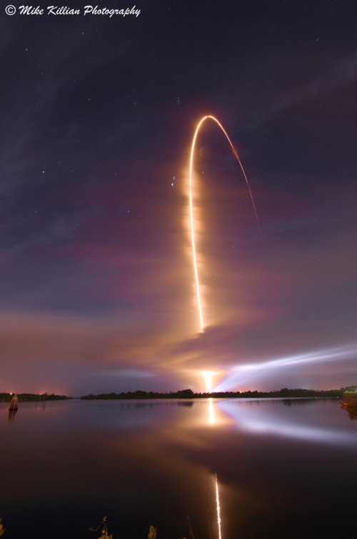 NASA's twin Val Allen probes launching atop a ULA Atlas-V rocket from Cape Canaveral, Fla. on August 30, 2012. Photo Credit: Mike Killian