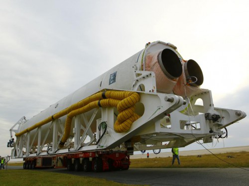 The first stage of Orbital's Antares booster is powered by two AJ-26 engines, which trace their ancestry to the Soviet Union's ill-fated N-1 lunar rocket. Photo Credit: NASA