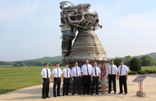 Modern day NASA engineers dress "retro" to honor their latest project, the Saturn V F-1 engine. These engineers will test out components of these engines to see if they can be refurbished for future uses. Photo Credit: NASA / MSFC