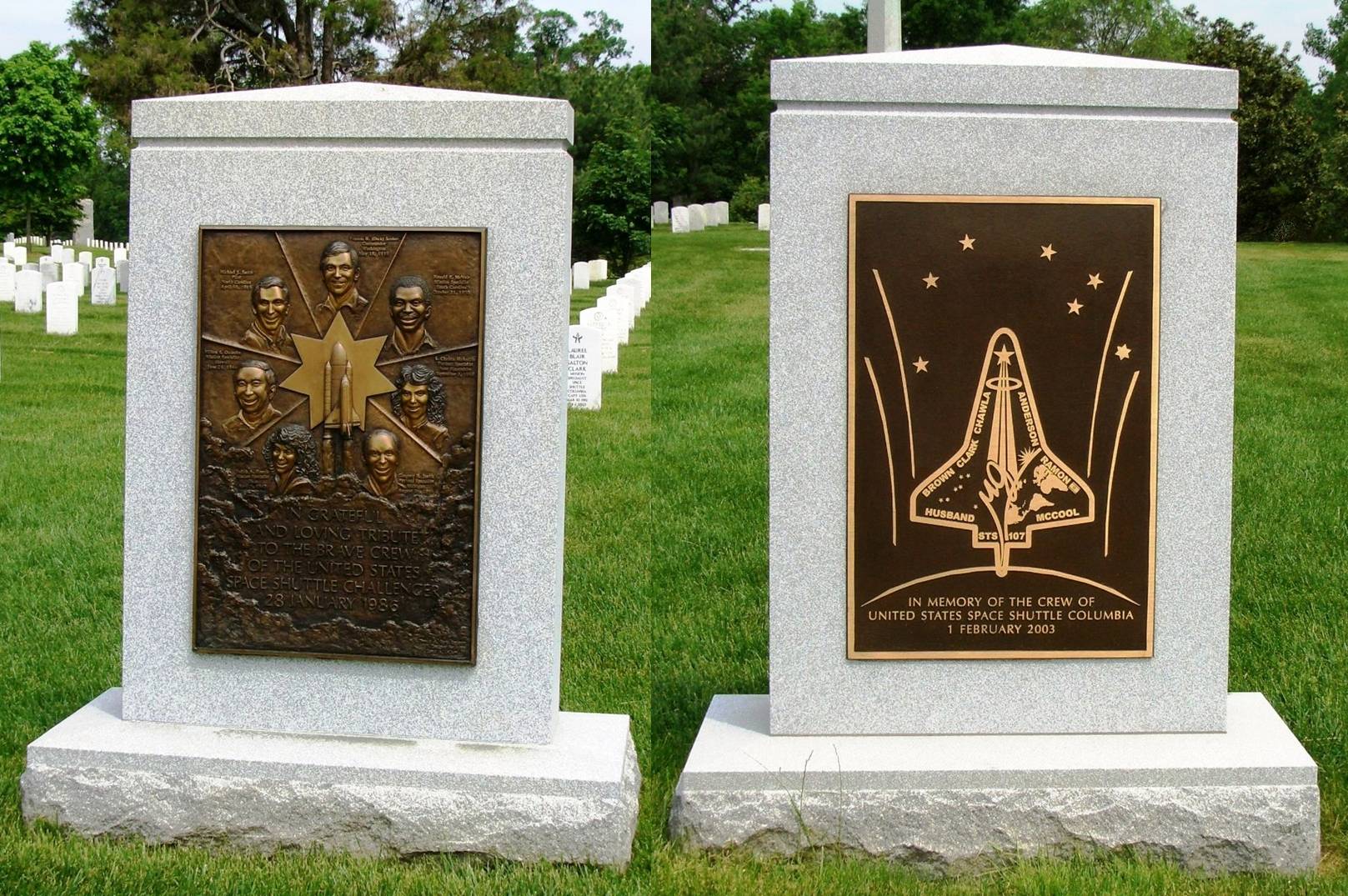AmericaSpace photos of the Challenger and Columbia memorials at Arlington National ...