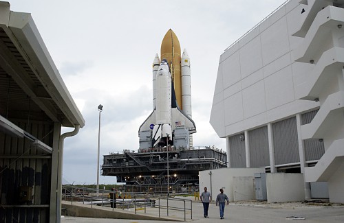 With less than six weeks remaining before the scheduled 16 January 2003 launch date, the STS-107 stack inches its way toward Pad 39A. Photo Credit: NASA