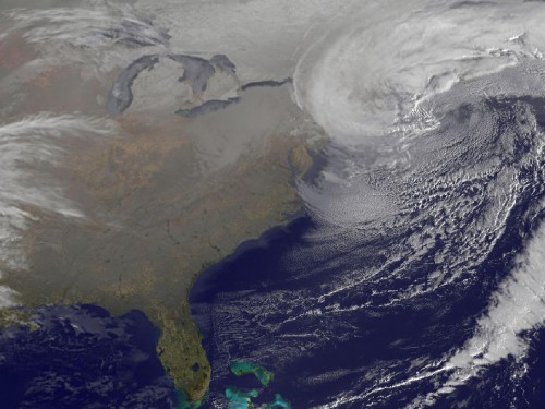 NASA image of nor'easter bearing down on the United States' East Coast. Photo Credit: NASA/GOES Project