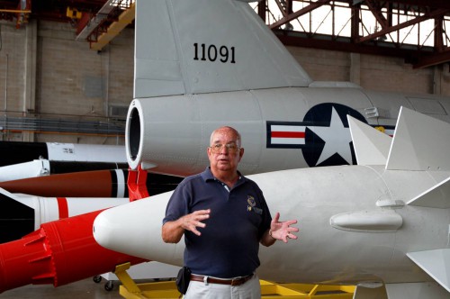 U.S. Air Force Space and Missile Museum volunteer John Hilliard details the contents of Cape Canaveral's Hangar R. Photo Credit: Jason Rhian / AmericaSpace