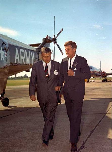 Von Braun would become a leading figure during the United States' efforts to land a man on the Moon in time to complete President Kennedy's challenge. Photo Credit: NASA