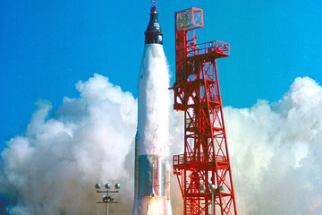 John Glenn launches on 20 February 1962 to become the first American to orbit the Earth. Photo Credit: NASA