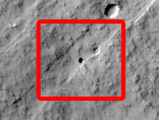 Image of the pit feature discovered on Pavonis Mons by MSIP students in June 2010. Photo Credit: NASA/JPL/ASU