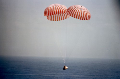 With the successful splashdown of Apollo 9 on 13 March 1969, NASA stood poised to land on the Moon. Photo Credit: NASA