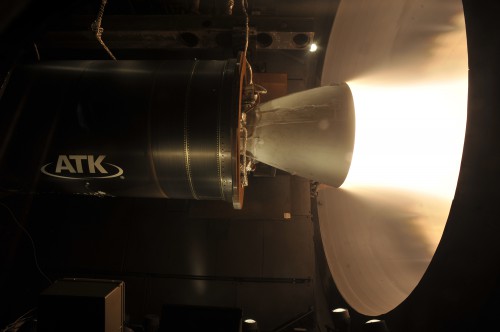 Photo Caption: ATK successfully tested its CASTOR® 30XL upper stage solid rocket motor March 27, at the U.S. Air Force's Arnold Engineering Development Complex (AEDC) in Tennessee. Photo Credit: ATK and AEDC