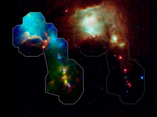 Astronomers have found some of the youngest stars ever seen thanks to the Herschel space observatory, a European Space Agency mission with important NASA contributions. Dense envelopes of gas and dust surround the fledging stars known as protostars, making their detection difficult until now. The discovery gives scientists a window into the earliest and least understood phases of star formation. Image Credit: NASA/ESA/ESO/JPL-Caltech/Max-Planck Institute for Astronomy