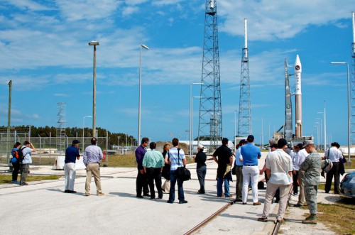 United Launch Alliance hosted the first half of its two-day "Tweetup" today. The second half will take place tomorrow during launch activities for the Atlas V 401 rocket carrying the SBIRS GEO 2 spacecraft. Photo Credit: Jeffrey J. Soulliere