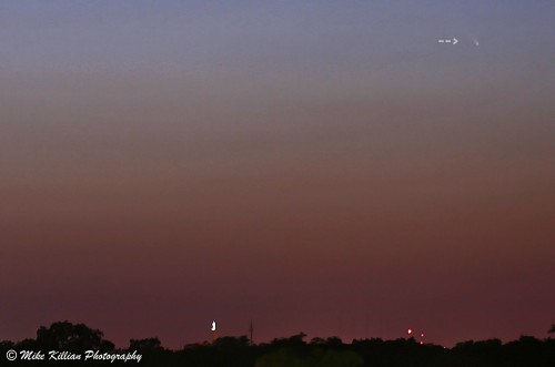 View of comet PanSTARRS over central Florida Sunday evening.  Although the comet was technically at its brightest because of its close approach to the sun, the twilight was too overpowering for the comet to be seen with the naked eye.  A 10-second exposure at ISO 200 was needed to capture this image, cropped from a 300mm shot.  Photo Credit: www.MikeKillianPhotography.com