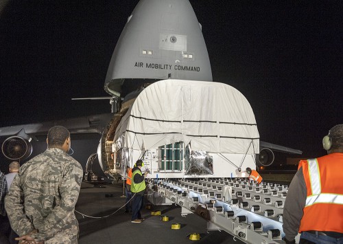 The SBIRS GEO-2 spacecraft arrives at Cape Canaveral Air Force Station, Fla., in January 2013. Photo Credit: U.S. Air Force