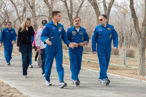 Twelve hours after walking in Baikonur, Soyuz TMA-08M crewmen Chris Cassidy, Pavel Vinogradov and Aleksandr Misurkin should float into their orbital home for the next six months. Photo Credit: NASA